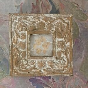 Rustic Brown Carved Wooden Jewelry Box